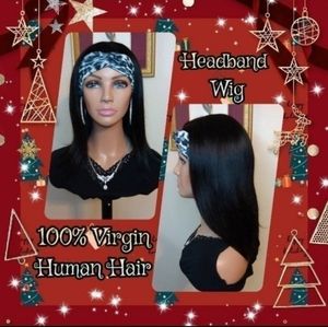 New, AliPearl brand, 100% Virgin Human Hair, 14"L w/ layers, Headband wig